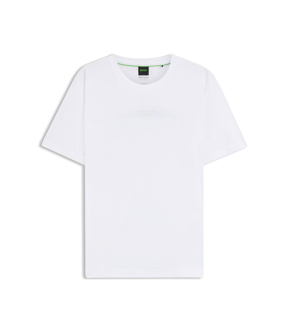 Boss Porsche X Boss Mercerized Cotton T Shirt With Rear Graphics White