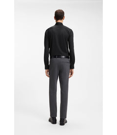 Boss Performance Stretch Slim Fit Shirt In Structured Jersey Black