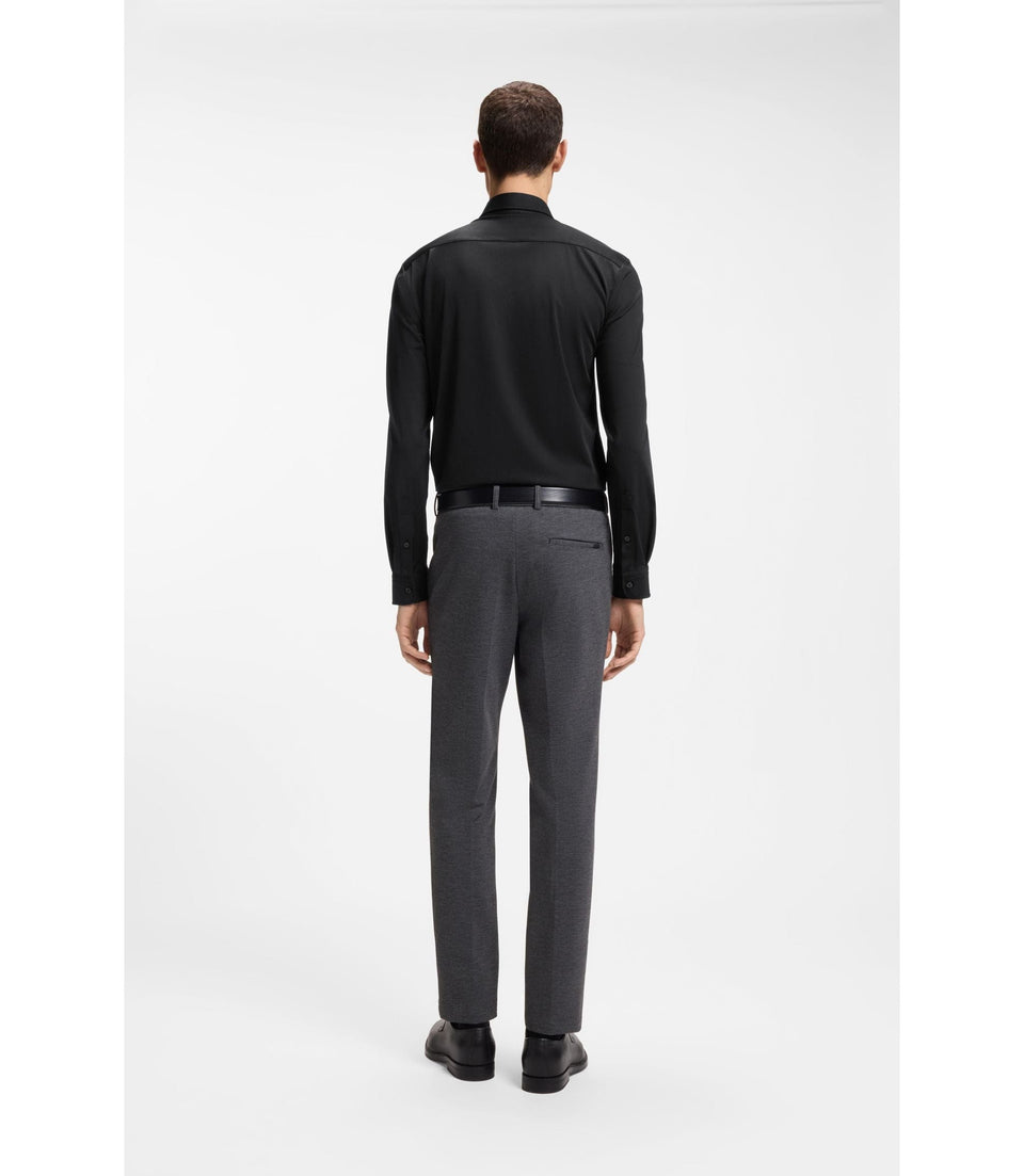 Boss Performance Stretch Slim Fit Shirt In Structured Jersey Black