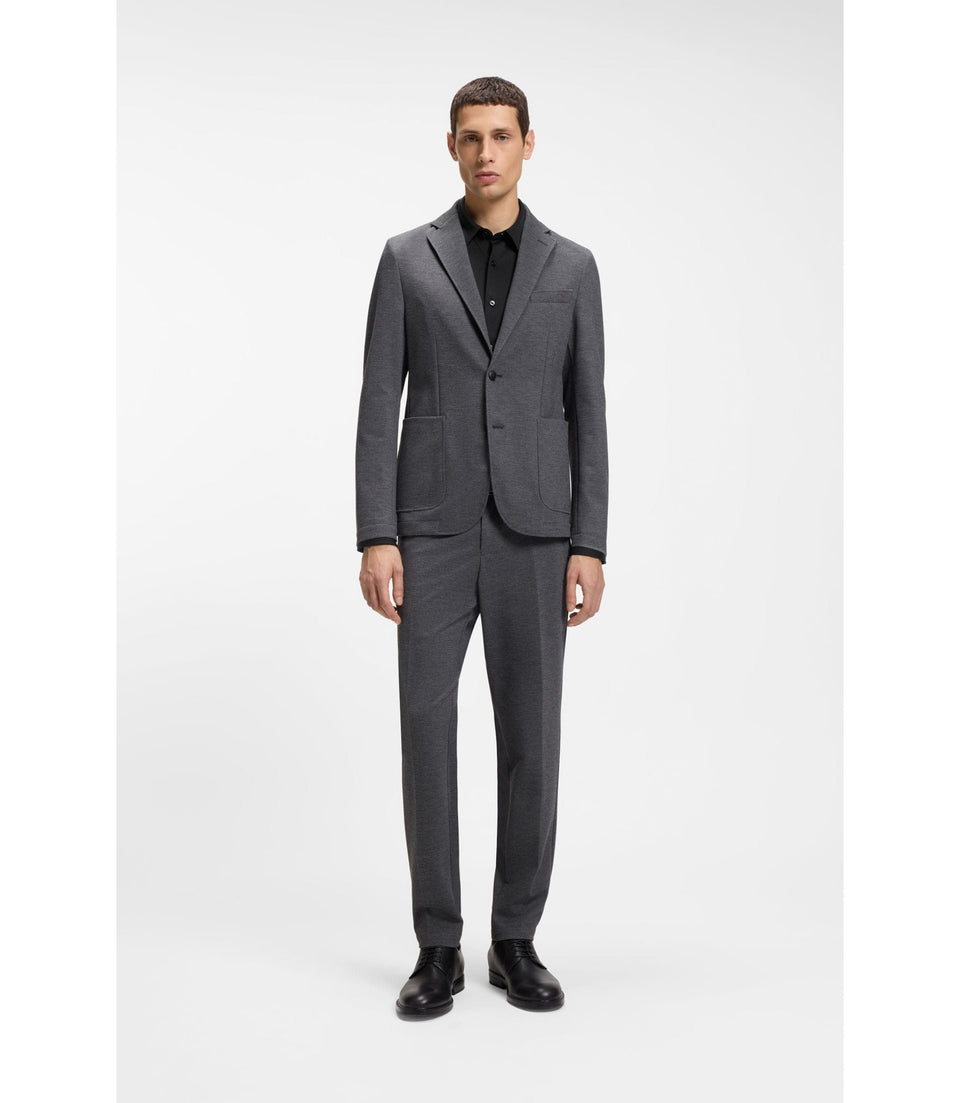 Boss Performance Stretch Slim Fit Shirt In Structured Jersey Black