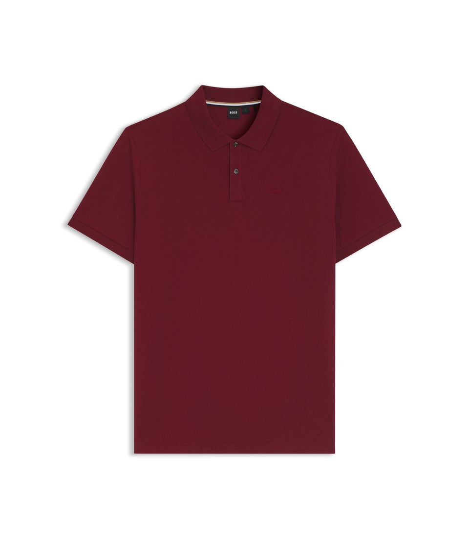 Boss Pallas Polo Shirt In Cotton Piqu With Logo Details Dark Red