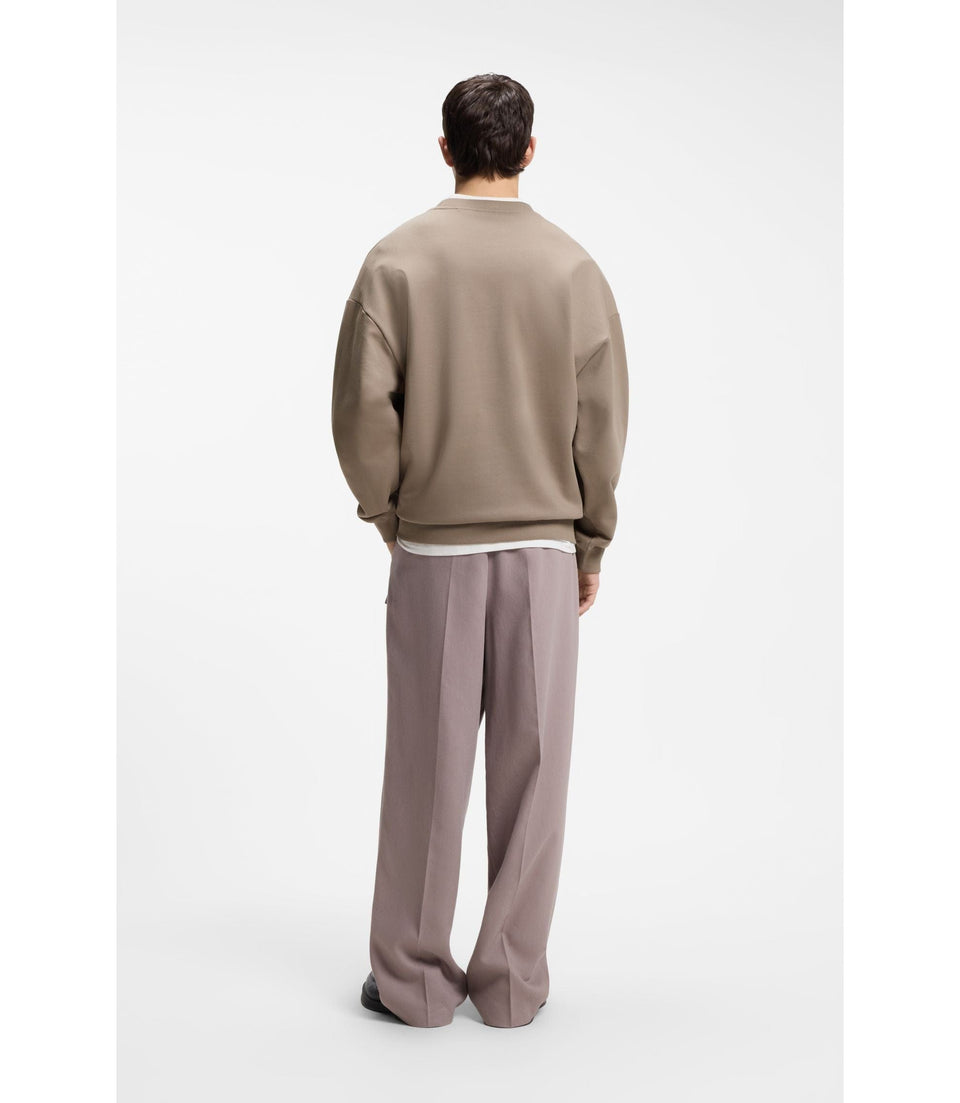 Hugo Oversize Fit Sweatshirt In Cotton Terry With Tonal Logo Light Brown