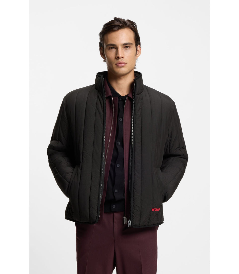 Hugo Logo Detail Jacket With Quilting Black