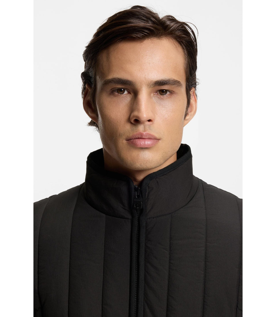 Hugo Logo Detail Jacket With Quilting Black