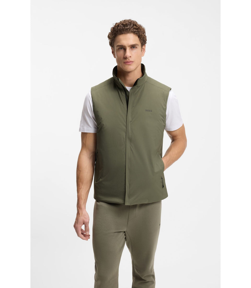 Boss Logo Detail Gilet With Water Repellent Finish Khaki