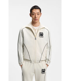 Hugo X Rb Zipper Up Jacket With Bull Motif White