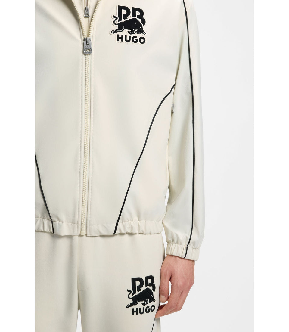 Hugo X Rb Zipper Up Jacket With Bull Motif White