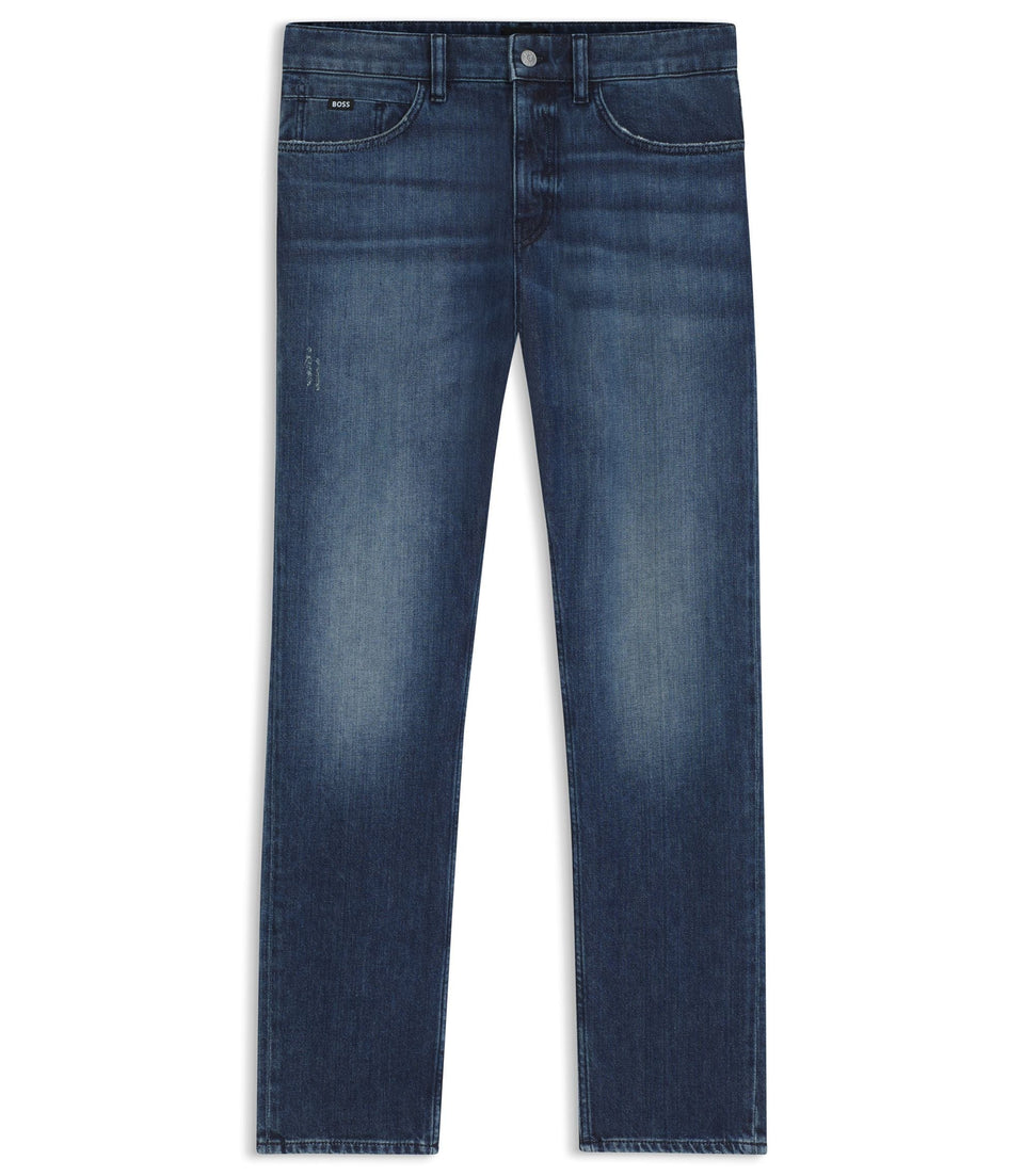 Boss Delaware Blue Slim Fit Jeans In Mechanical Stretch Denim Dark Blue