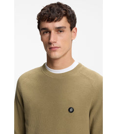 Boss Cotton Sweater With Double B Monogram Khaki