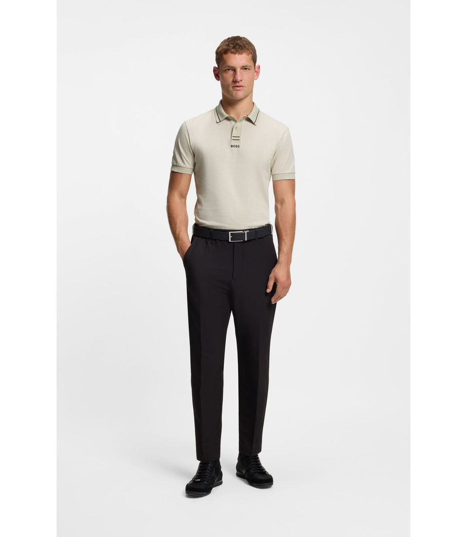 Boss Centred Logo Slim Fit Polo Shirt In Cotton Piqu Light Beige