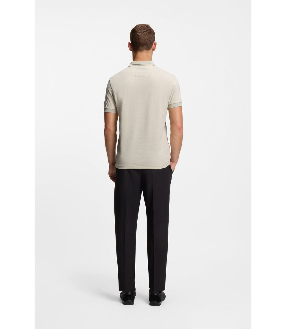 Boss Centred Logo Slim Fit Polo Shirt In Cotton Piqu Light Beige
