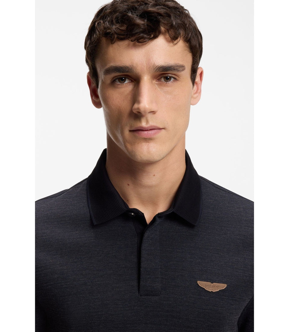 Boss X Aston Martin Polo Shirt In Wool Cotton Piqu Dark Blue