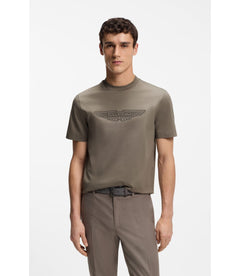 Boss X Aston Martin Mercerized Cotton T Shirt With Wing Detail Light Grey