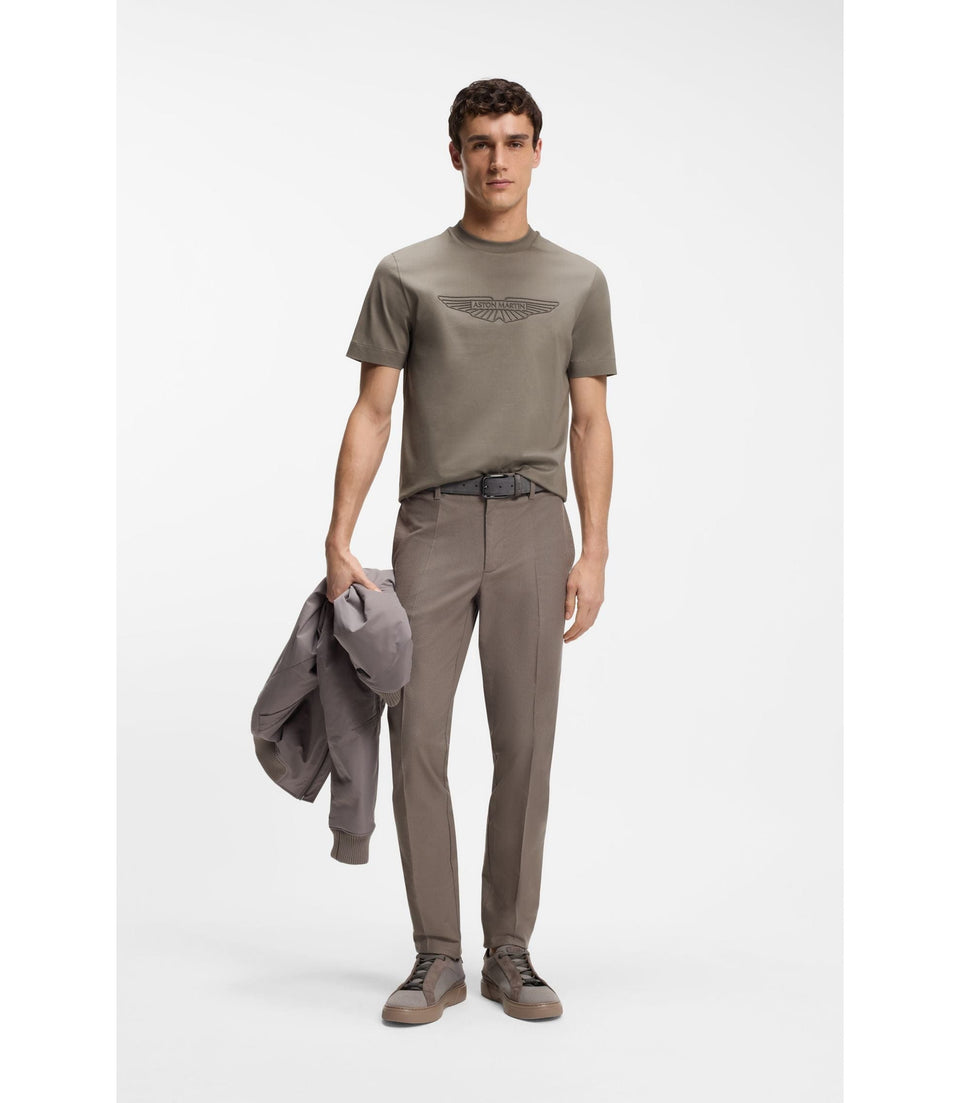 Boss X Aston Martin Mercerized Cotton T Shirt With Wing Detail Light Grey