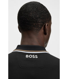Boss Active Paddy Regular Fit Polo Shirt In Quick Dry Stretch Pique Black