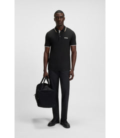 Boss Active Paddy Regular Fit Polo Shirt In Quick Dry Stretch Pique Black