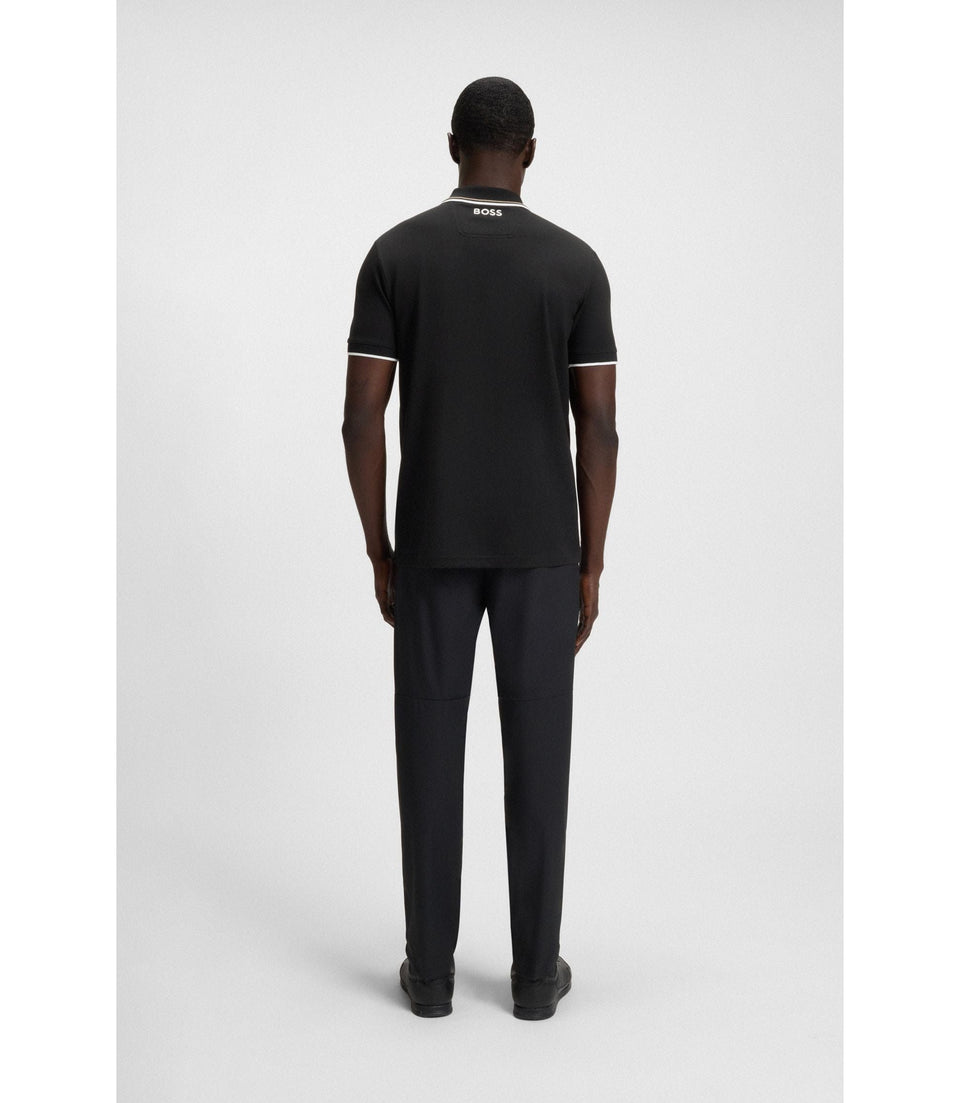 Boss Active Paddy Regular Fit Polo Shirt In Quick Dry Stretch Pique Black