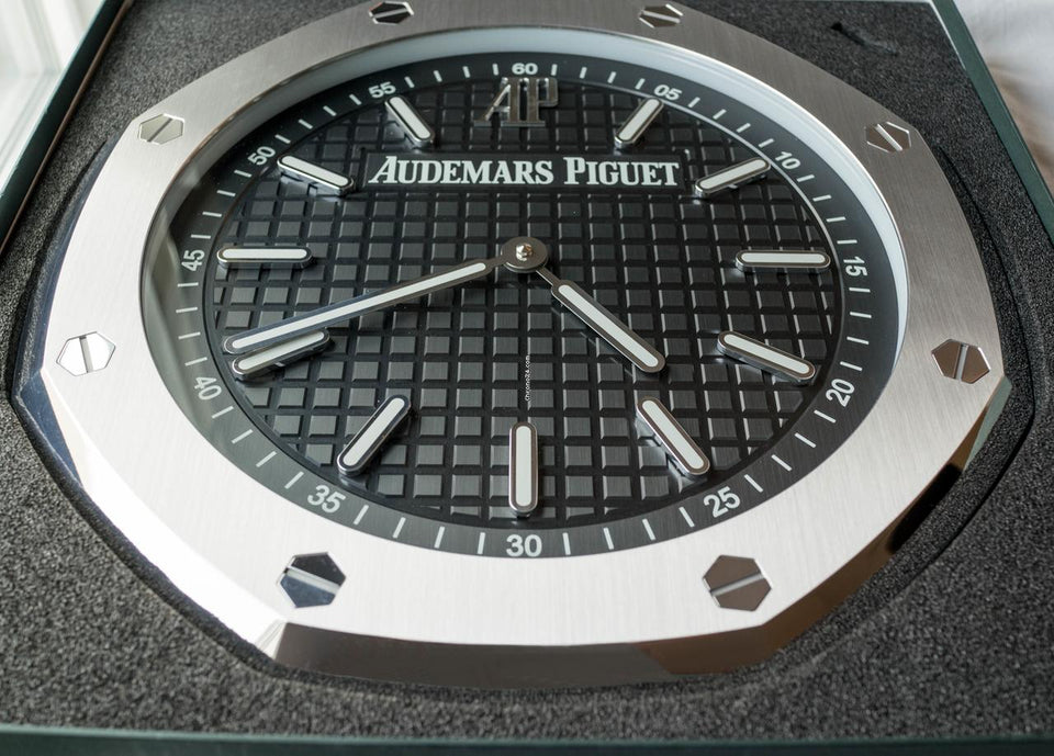 Audemars Piguet Wall Clock 40cm (16 inch) Stainless Steel Black 3 D Tapisserie Dial
