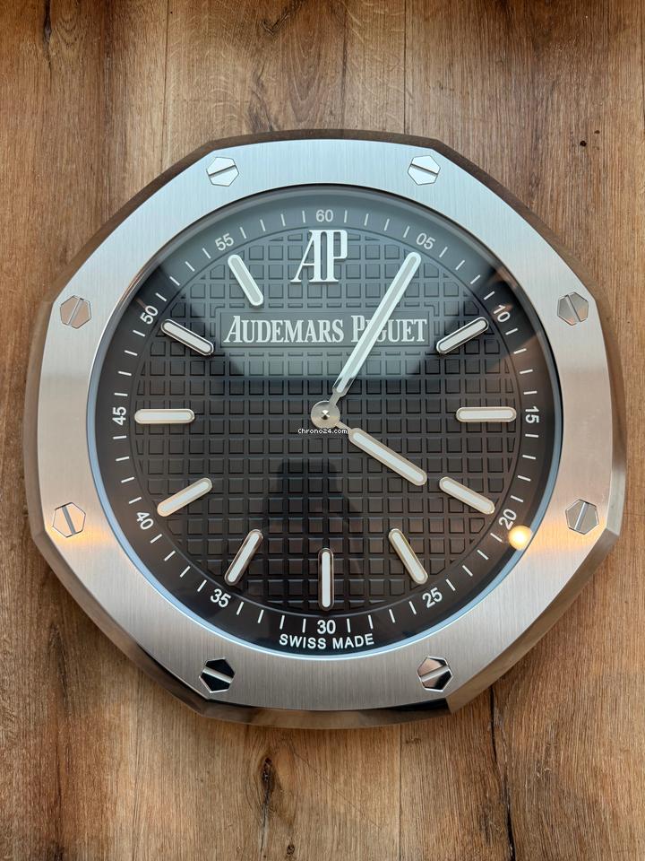 Audemars Piguet Wall Clock 40cm (16 inch) Stainless Steel Black 3 D Tapisserie Dial