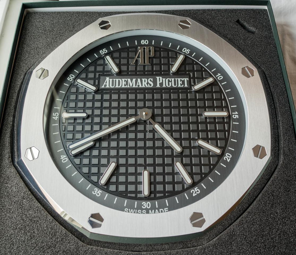 Audemars Piguet Wall Clock 40cm (16 inch) Stainless Steel Black 3 D Tapisserie Dial