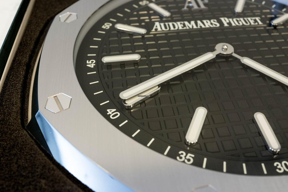 Audemars Piguet Wall Clock 40cm (16 inch) Stainless Steel Black 3 D Tapisserie Dial