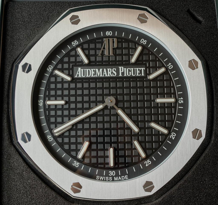 Audemars Piguet Wall Clock 40cm (16 inch) Stainless Steel Black 3 D Tapisserie Dial