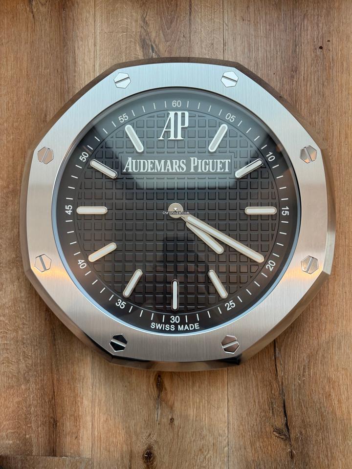 Audemars Piguet Wall Clock 40cm (16 inch) Stainless Steel Black 3 D Tapisserie Dial