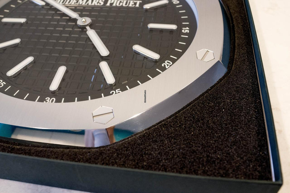 Audemars Piguet Wall Clock 40cm (16 inch) Stainless Steel Black 3 D Tapisserie Dial
