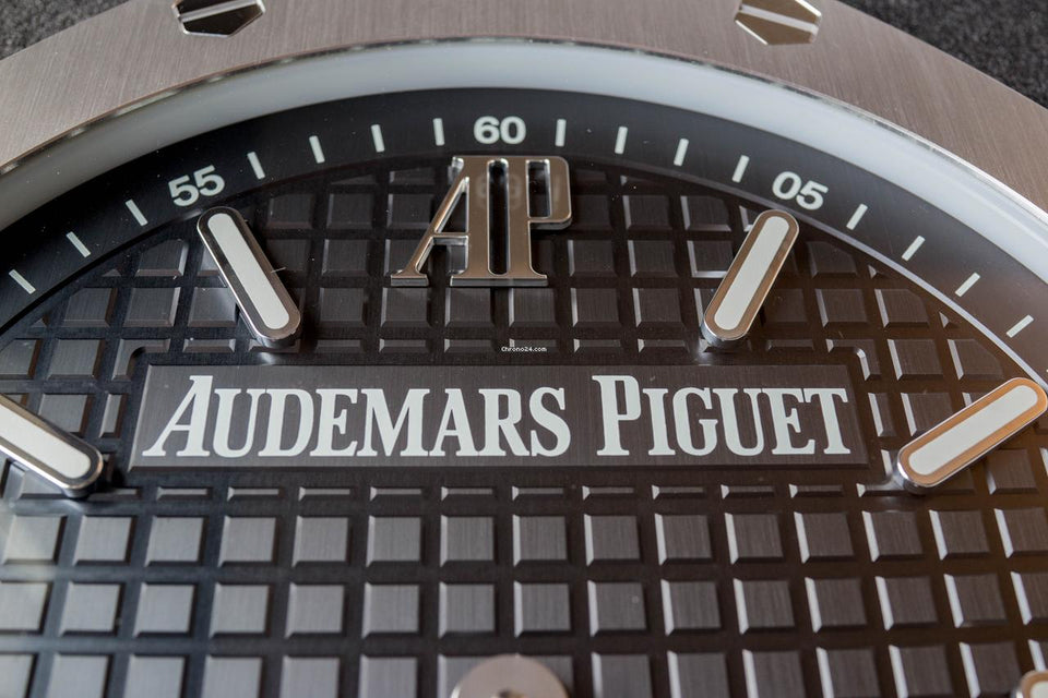 Audemars Piguet Wall Clock 40cm (16 inch) Stainless Steel Black 3 D Tapisserie Dial
