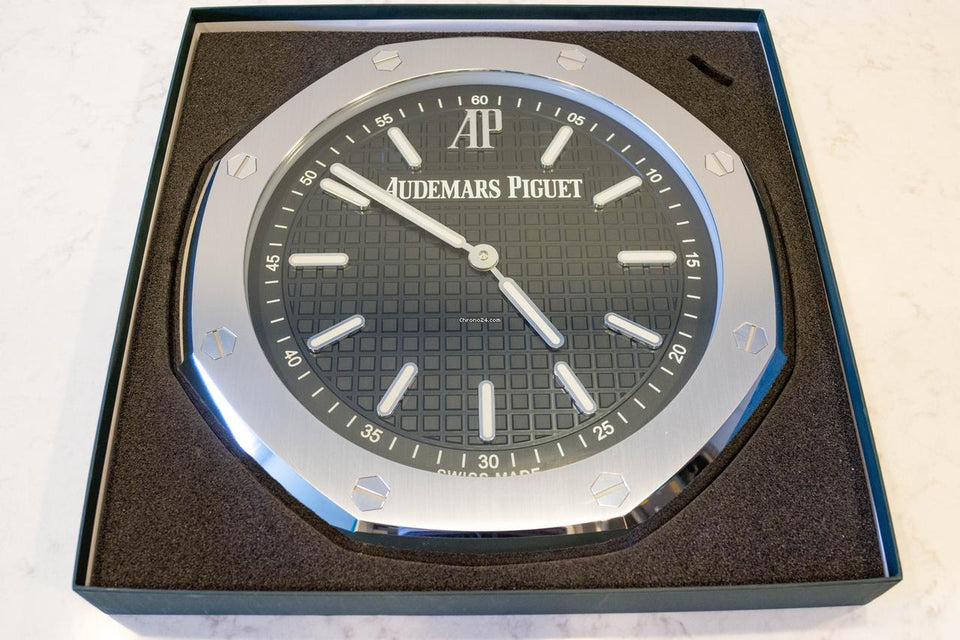 Audemars Piguet Wall Clock 40cm (16 inch) Stainless Steel Black 3 D Tapisserie Dial