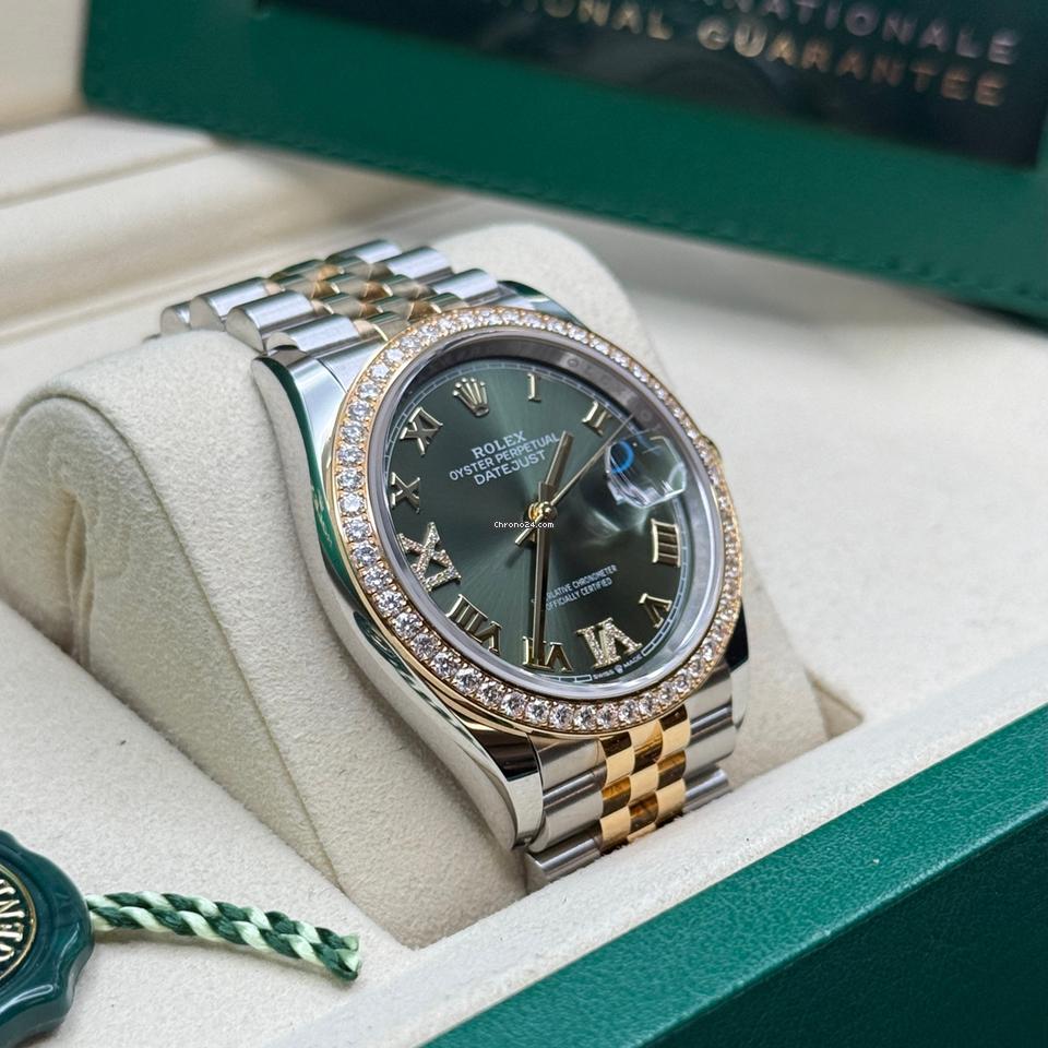 Rolex | Datejust | 126283RBR | Gold/Steel | 36 x 44 mm | Gold/Steel | Green | Automatic