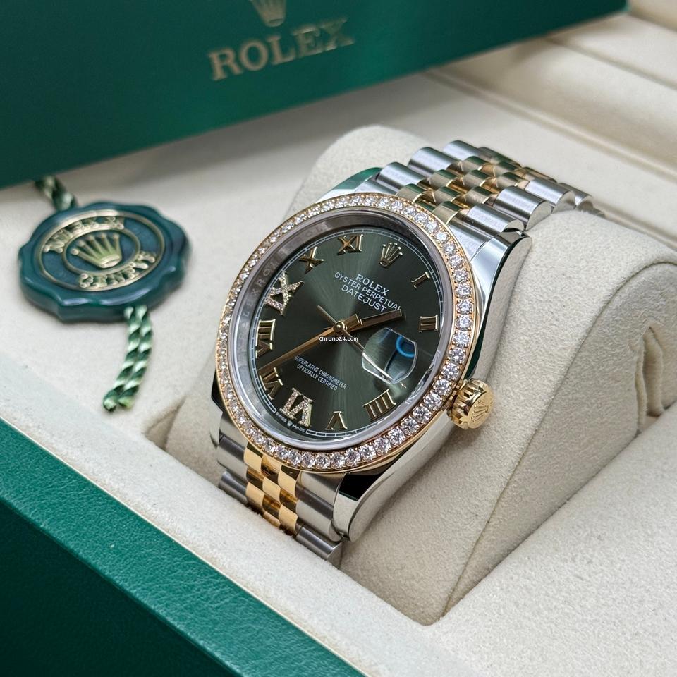 Rolex | Datejust | 126283RBR | Gold/Steel | 36 x 44 mm | Gold/Steel | Green | Automatic