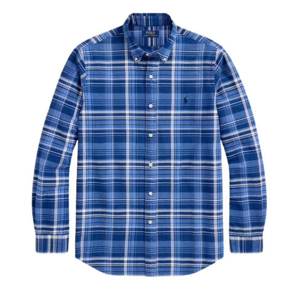 Polo Ralph Lauren Classic Fit Plaid Oxford Shirt Indigo & White Multi