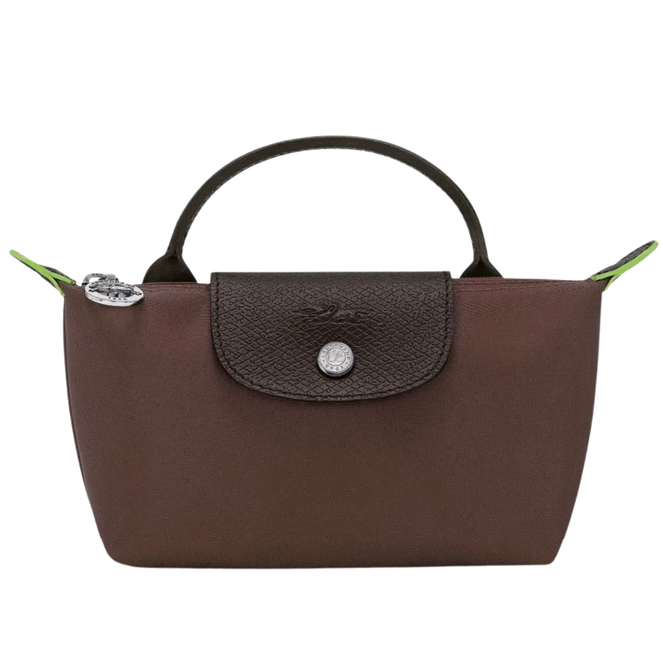 Longchamp Le Pliage Original Pouch with handle & contrast leather top flap