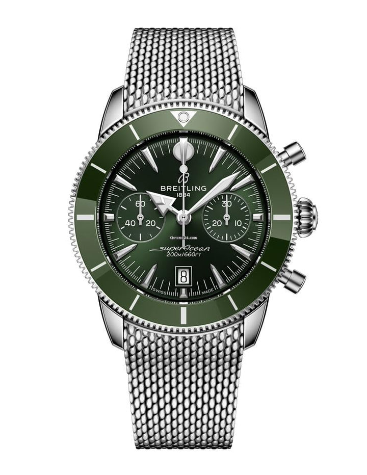 Breitling Superocean Heritage B01 Chronograph 42 - Grün Full Set Full Warranty