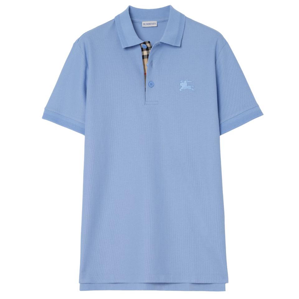 Burberry Cotton Polo Cornflower Blue T-Shirt