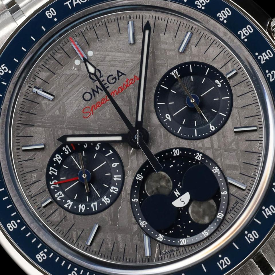 Omega Speedmaster Moonphase Meteorite Moonphase Silver Meteorite 304.30.43.52.06.001 FULL SET
