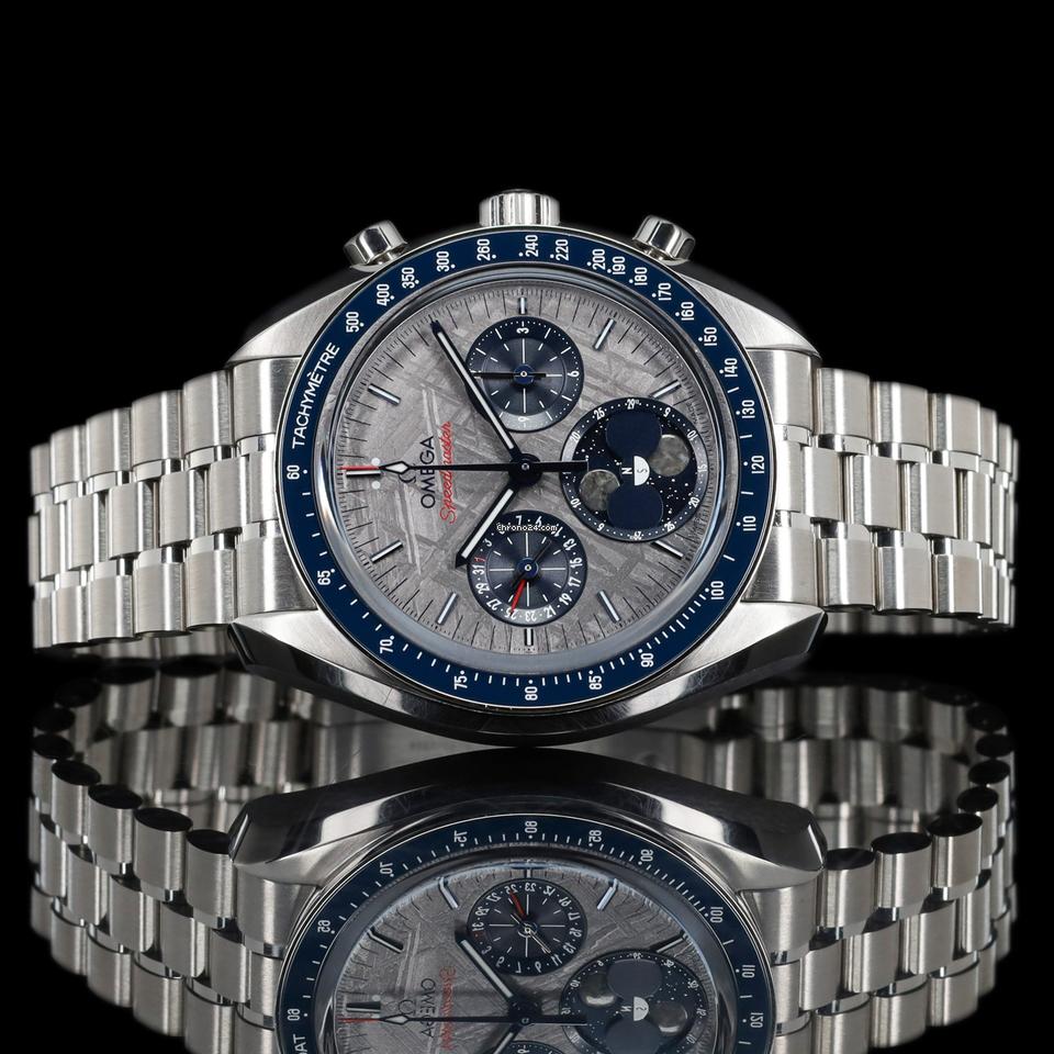 Omega Speedmaster Moonphase Meteorite Moonphase Silver Meteorite 304.30.43.52.06.001 FULL SET
