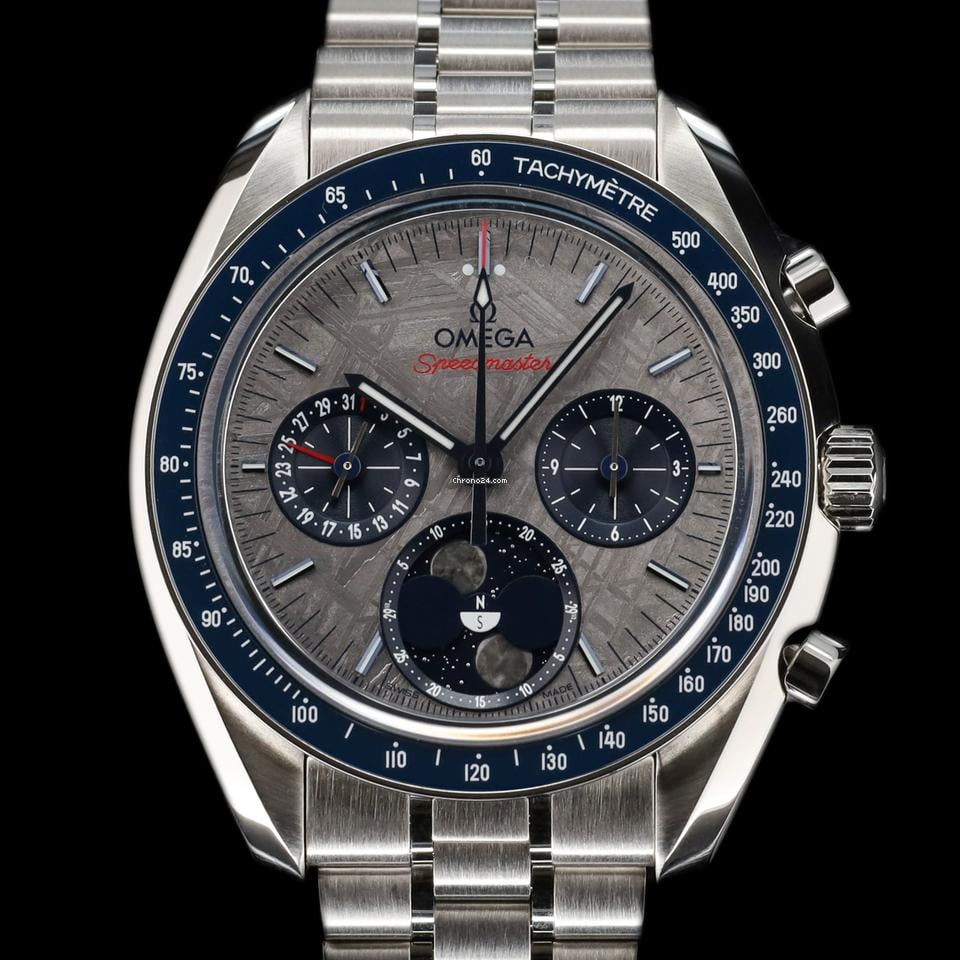 Omega Speedmaster Moonphase Meteorite Moonphase Silver Meteorite 304.30.43.52.06.001 FULL SET
