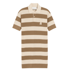 AMI Paris  White And Brown Cotton Polo Dress Ami De Coeur Patch