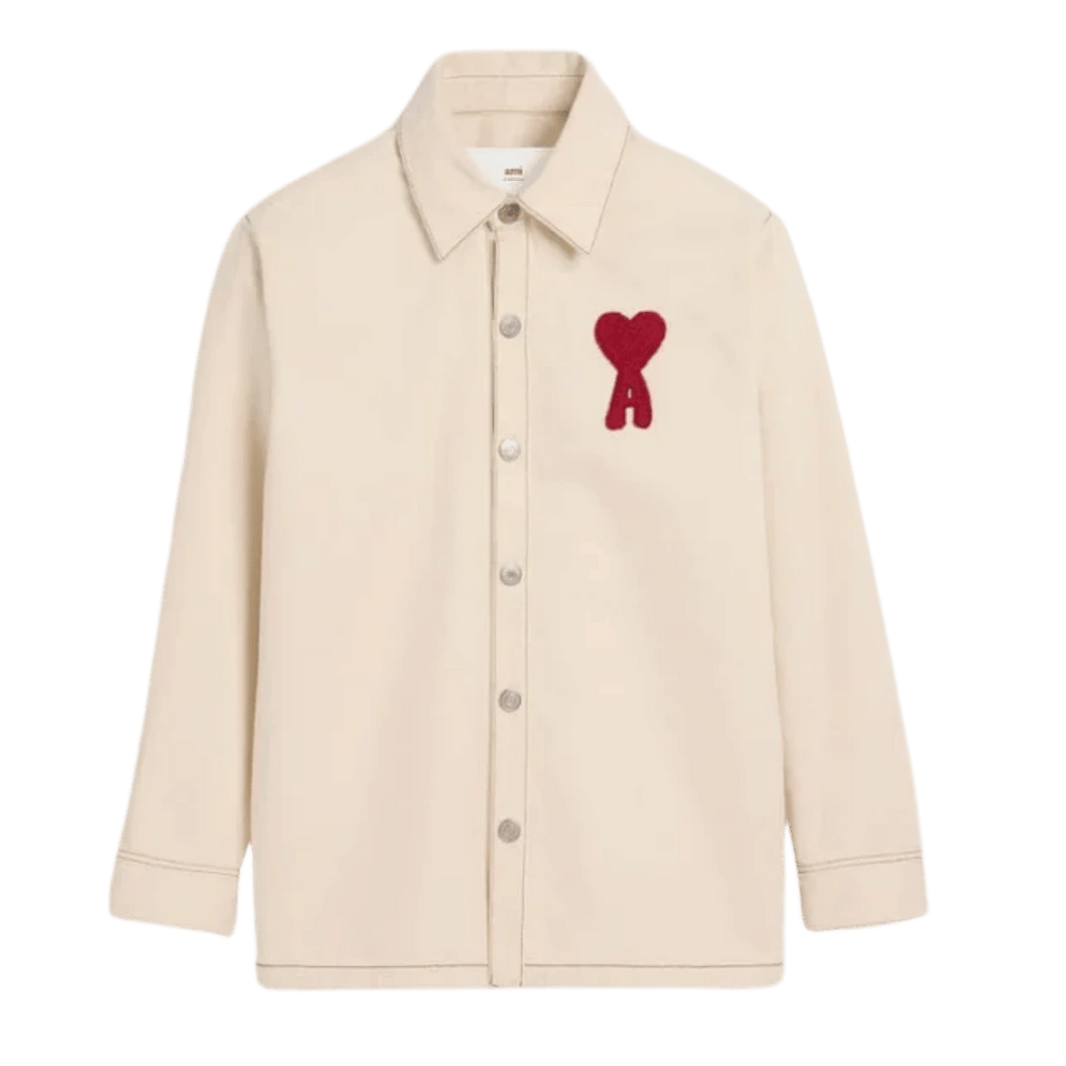 AMI PARIS || Beige Cotton AMI DE COEUR Overshirt Shacket