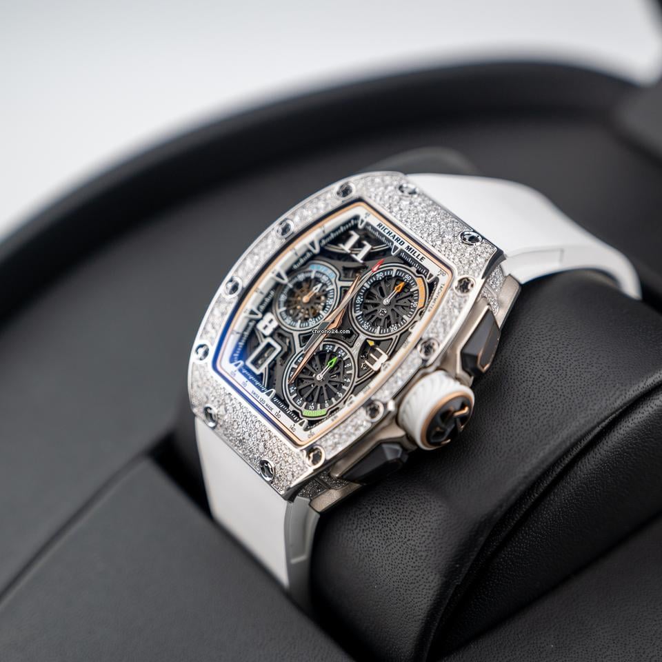 Richard Mille Automatic Winding Lifestyle Flyback Chronograph Rm72-01 White Gold with Diamond Setting