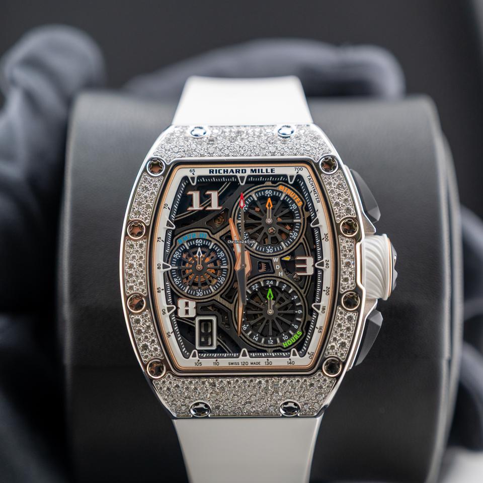 Richard Mille Automatic Winding Lifestyle Flyback Chronograph Rm72-01 White Gold with Diamond Setting