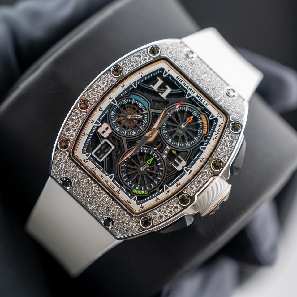 Richard Mille Automatic Winding Lifestyle Flyback Chronograph Rm72-01 White Gold with Diamond Setting