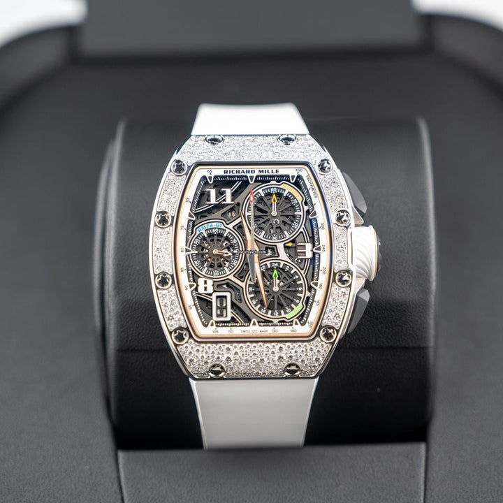 Richard Mille Automatic Winding Lifestyle Flyback Chronograph Rm72-01 White Gold with Diamond Setting