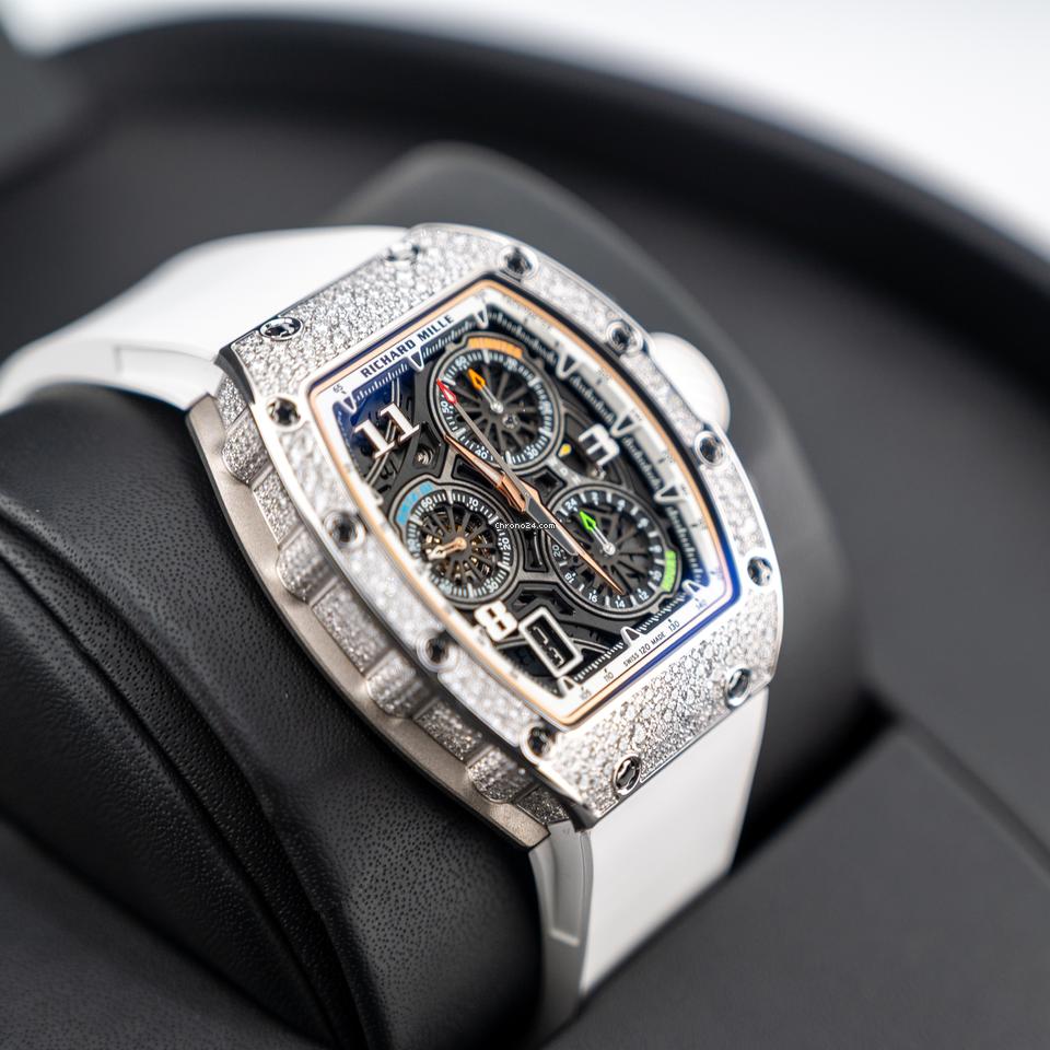 Richard Mille Automatic Winding Lifestyle Flyback Chronograph Rm72-01 White Gold with Diamond Setting