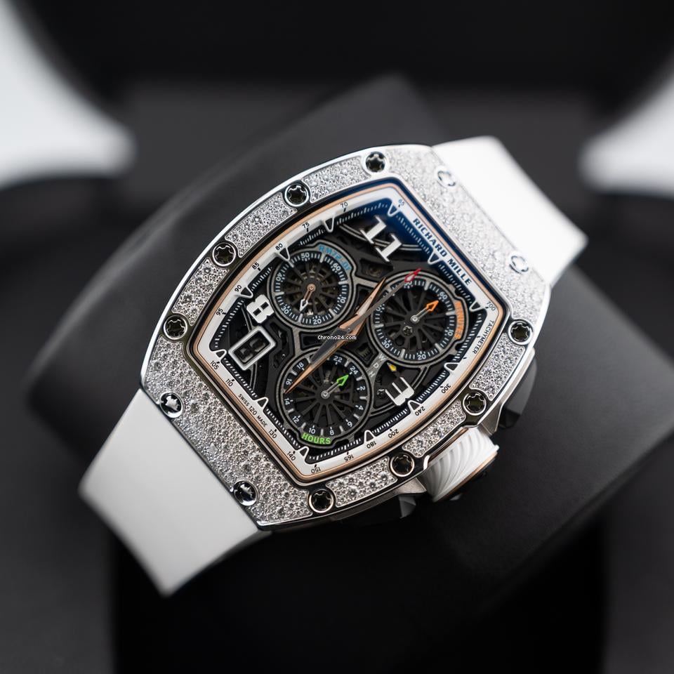 Richard Mille Automatic Winding Lifestyle Flyback Chronograph Rm72-01 White Gold with Diamond Setting