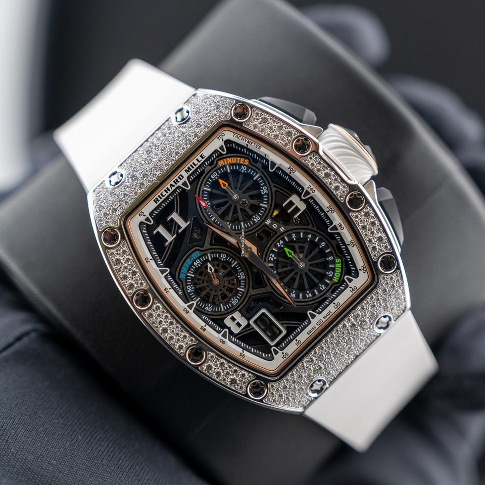 Richard Mille Automatic Winding Lifestyle Flyback Chronograph Rm72-01 White Gold with Diamond Setting