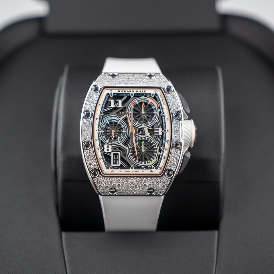 Richard Mille Automatic Winding Lifestyle Flyback Chronograph Rm72-01 White Gold with Diamond Setting