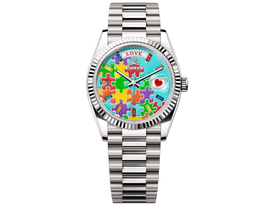 Rolex | Day-Date | 128239 | White gold | 36 x 43 mm | White gold | Turquoise | Automatic